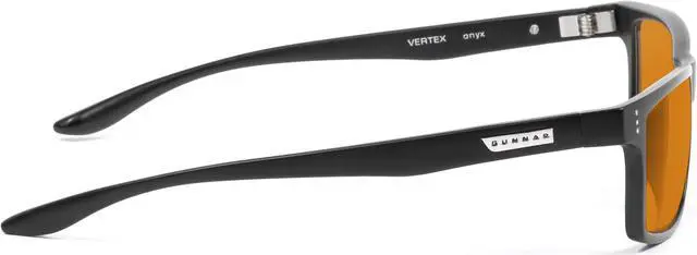 Alt view image 4 of 9 - Gunnar Vertex, Precision Gaming Eyewear with Gunnar Focus, Onyx Frames, Amber Max Lens for late night gaming and improved sleep, 98% Blue Light and 100% UV Protection, VER-00112
