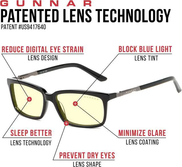Alt view image 4 of 8 - Gunnar Haus, Precision Computer Glasses with Gunnar Focus, Onyx Frames, Amber Lens, 65% Blue Light and 100% UV Protection, HAU-00101