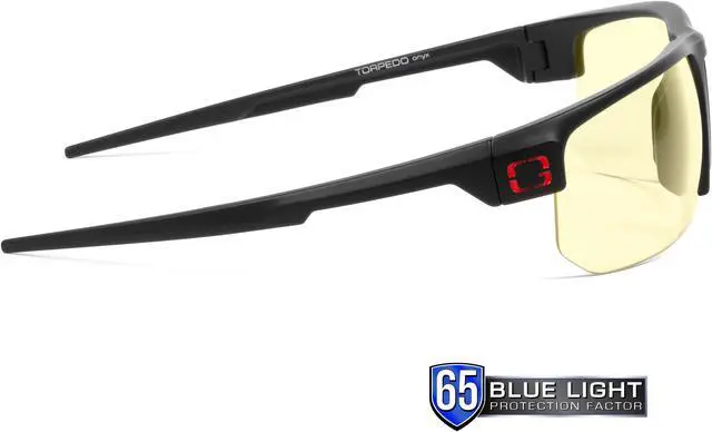 Alt view image 3 of 6 - GUNNAR TORPEDO Gaming Glasses Onyx Frame (Amber Lens) Tint 65% Blue Light & 100% UV Protection, TOR-00101