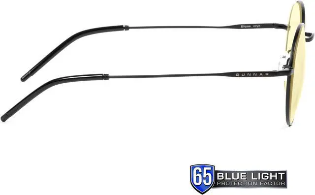 Alt view image 3 of 5 - GUNNAR ELLIPSE Computer Glasses Onyx Frame (Amber Lens) Tint 65% Blue Light & 100% UV Protection, ELL-00101