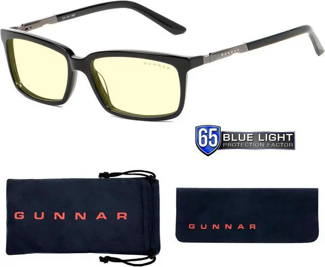 Alt view image 3 of 8 - Gunnar Haus, Precision Computer Glasses with Gunnar Focus, Onyx Frames, Amber Lens, 65% Blue Light and 100% UV Protection, HAU-00101