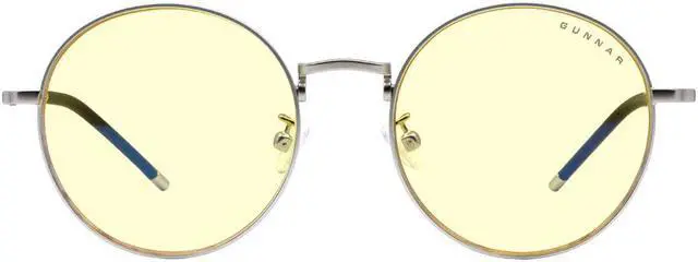 Main image of Gunnar Ellipse Computer Eyewear with GUNNAR-Focus, Silver Frame, Amber Lens, 65% Blue Light and 100% UV Protection, ELL-11001
