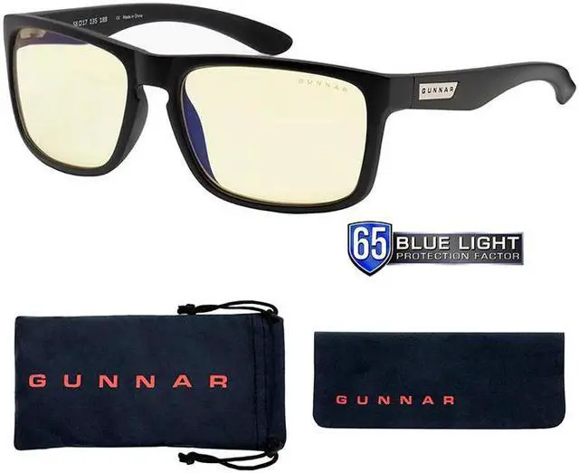 Alt view image 2 of 4 - Gunnar Intercept Reading Glasses, Eyewear with +3.0 Lens Power, Onyx Frames, Amber Lens, 65% Blue Light and 100% UV Protection, INT-00101-3.0