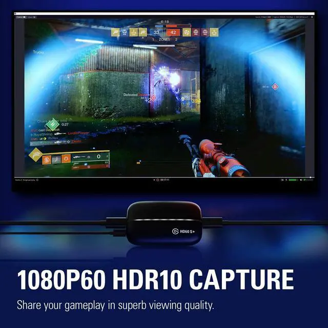 Alt view image 5 of 20 - Elgato HD60 S+, External Capture Card, Stream and Record in 1080p60 HDR10 or 4K60 HDR10 with ultra-low latency on PS5, PS4/Pro, Xbox Series X/S, Xbox One X/S, in OBS and more, works with PC and Mac