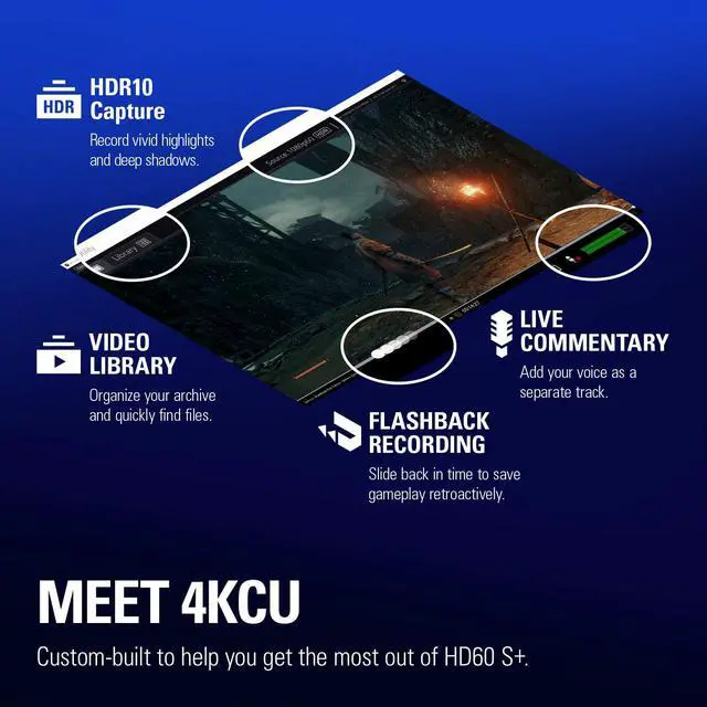 Alt view image 4 of 20 - Elgato HD60 S+, External Capture Card, Stream and Record in 1080p60 HDR10 or 4K60 HDR10 with ultra-low latency on PS5, PS4/Pro, Xbox Series X/S, Xbox One X/S, in OBS and more, works with PC and Mac