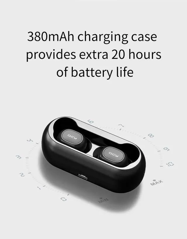 Alt view image 6 of 7 - QCY qs1 earphones Bluetooth 5.0 TWS headphone mini invisible 3D HiFi stereo wireless headset with power bank charging box/T1C