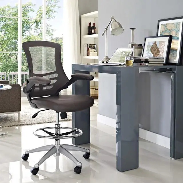 Alt view image 11 of 20 - Attainment Vinyl Drafting Stool in Brown