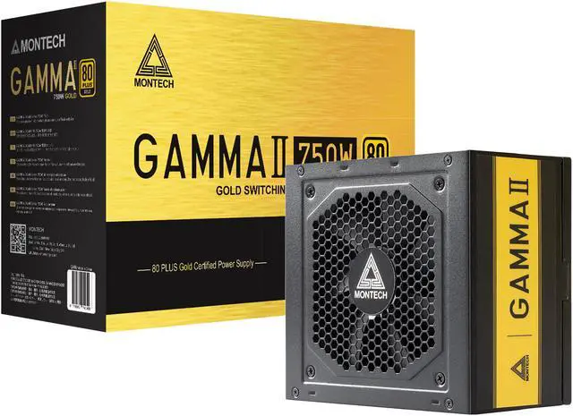 Main image of Montech Gamma II 750W, 80+ Gold Certified PSU, LLC+DC to DC Technology, High Quality Components, 100% Japanese Capacitors, Silent Fan, High Performance, Full Flat Cables