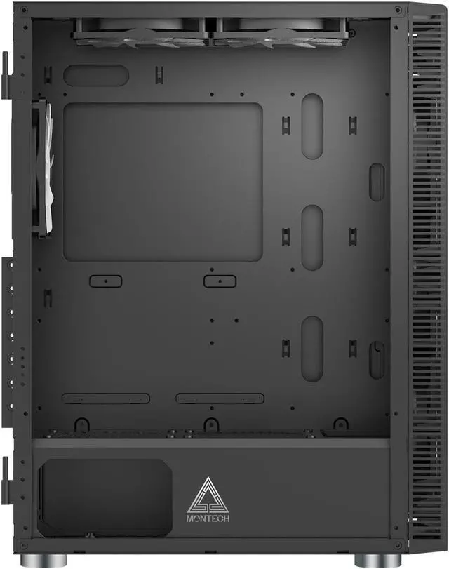 Alt view image 3 of 6 - MONTECH X3 Glass Black - ATX Mid-Tower PC Gaming Case - 6 RGB Rainbow Fans - Tempered Glass Front Panel - Out-Pull Glass Side Panel - Cable Management - High Airflow Gaming Case