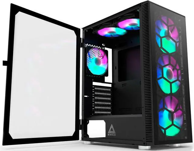 Main image of MONTECH X3 Glass Black - ATX Mid-Tower PC Gaming Case - 6 RGB Rainbow Fans - Tempered Glass Front Panel - Out-Pull Glass Side Panel - Cable Management - High Airflow Gaming Case