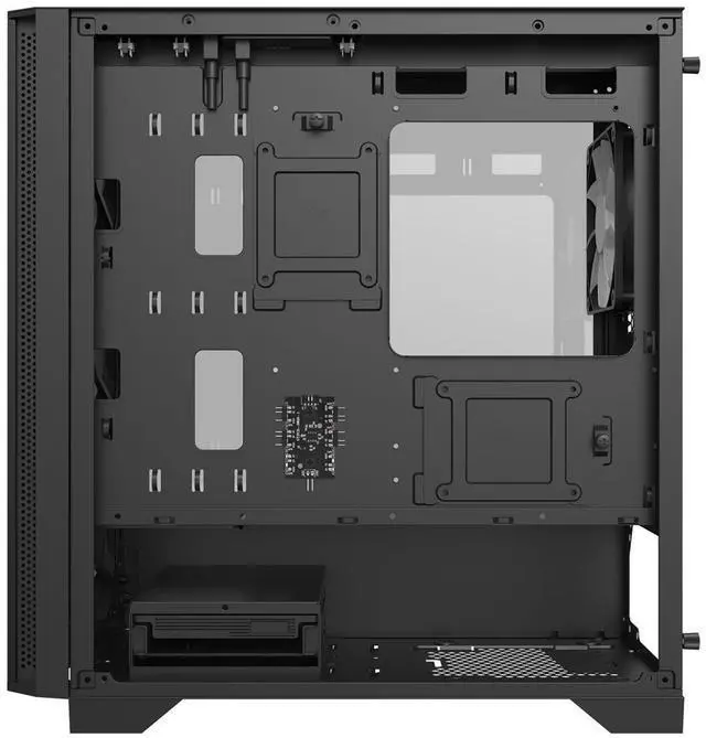 Alt view image 5 of 7 - Montech AIR 100 ARGB MICRO-ATX Tower with Four ARGB Fans Pre Installed, Ultra-Minimalist Design, Fine Mesh Front Panel, High Airflow, Unique Side Swivel Tempered Glass, Dust Protection, Black