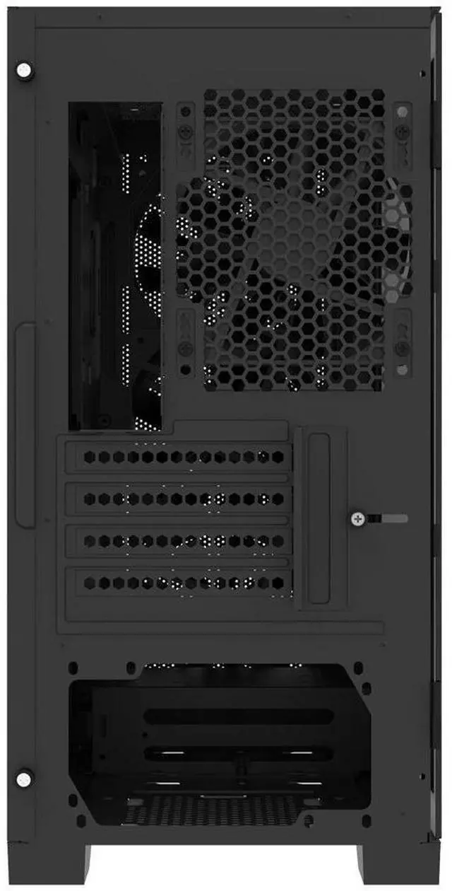 Alt view image 6 of 7 - Montech AIR 100 ARGB MICRO-ATX Tower with Four ARGB Fans Pre Installed, Ultra-Minimalist Design, Fine Mesh Front Panel, High Airflow, Unique Side Swivel Tempered Glass, Dust Protection, Black