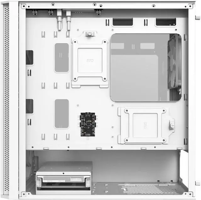 Alt view image 5 of 8 - Montech AIR 100 ARGB MICRO-ATX Tower with Four ARGB Fans Pre Installed, Ultra-Minimalist Design, Fine Mesh Front Panel, High Airflow, Unique Side Swivel Tempered Glass, Dust Protection, White