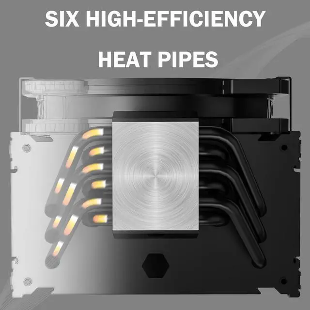 Alt view image 6 of 7 - Montech AIR COOLER 210, 210W TDP, ARGB CPU Cooler, Massive Cooling Power, Six Heat Pipes, All Black