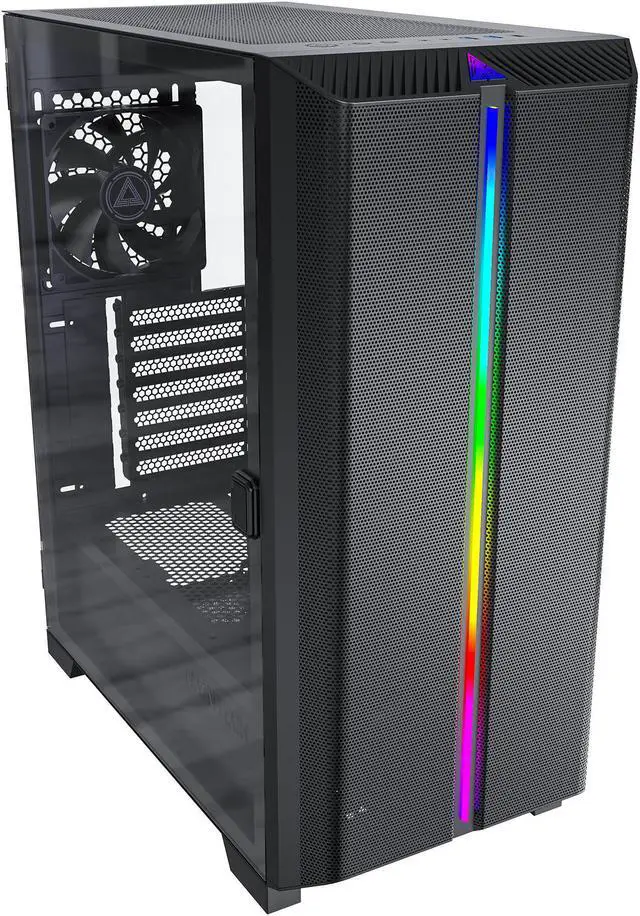 Alt view image 2 of 14 - MONTECH SKY ONE LITE ATX Gaming Computer Case with 3 High Airflow Fans, Mesh Front Panel Tempered Glass, ATX Micro-ATX PC Case Mid Tower with ARGB Lighting Strip, TYPE-C & Dual USB 3.0 Ports