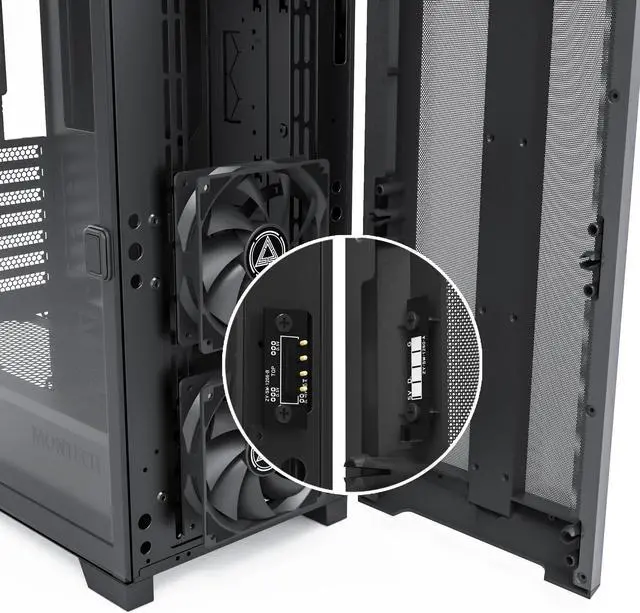 Alt view image 6 of 14 - MONTECH SKY ONE LITE ATX Gaming Computer Case with 3 High Airflow Fans, Mesh Front Panel Tempered Glass, ATX Micro-ATX PC Case Mid Tower with ARGB Lighting Strip, TYPE-C & Dual USB 3.0 Ports