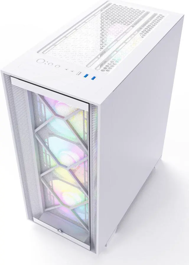 Alt view image 3 of 8 - Montech AIR 1000 Premium White ATX Mid Tower Case /3 x 140mm,1 x 120mm ARGB Fans Pre-installed/Swivel Glass Side Panel /Mesh and Tempered Glass front panel