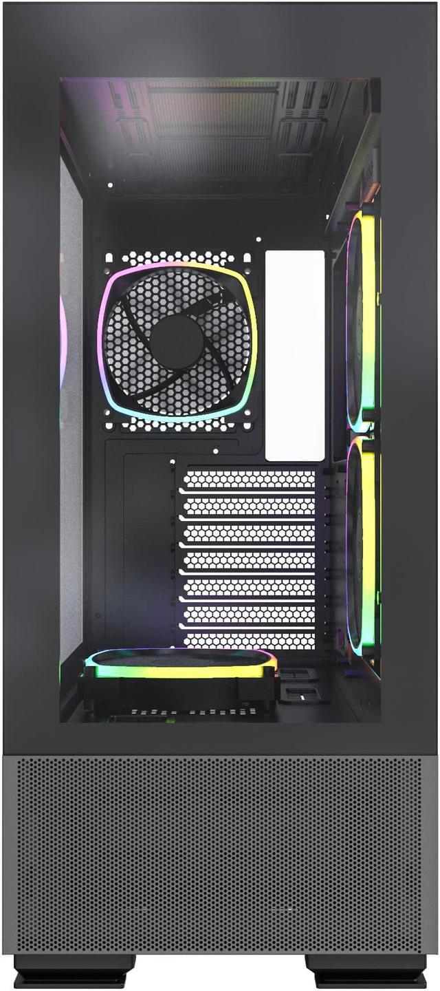 Alt view image 6 of 8 - Montech Sky Two ATX Gaming Mid Tower Computer Case | Dual Tempered Glass | 4X PWM ARGB Fans Pre-Installed | Type C | High Airflow Performance | Black
