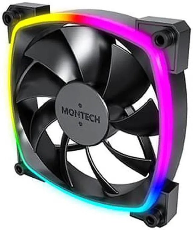 Alt view image 2 of 7 - Montech AX 120 ARGB Fan  1600PWM, High-End Durability, Silent Performance, and Stunning ARGB Design (120mm, Black)