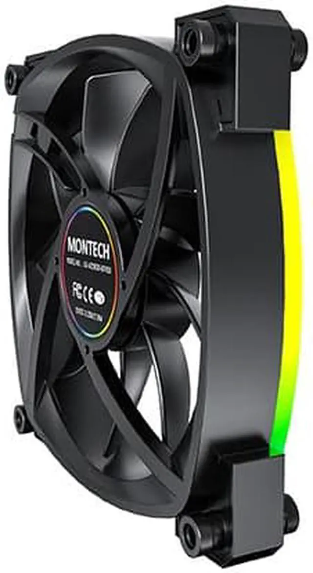 Alt view image 6 of 7 - Montech AX 120 ARGB Fan  1600PWM, High-End Durability, Silent Performance, and Stunning ARGB Design (120mm, Black)