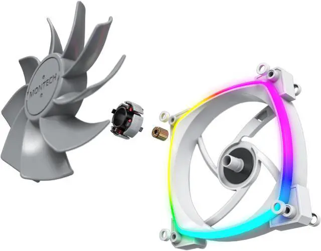 Alt view image 7 of 7 - Montech RX 120 ARGB Reversed Fan  1600PWM, High-End Durability, Silent Performance, and Stunning ARGB Design (120mm, White)