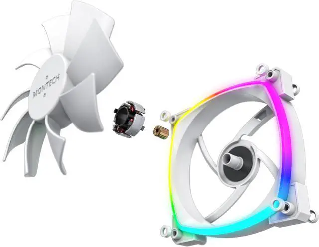 Alt view image 7 of 7 - Montech AX 120 ARGB Fan  1600PWM, High-End Durability, Silent Performance, and Stunning ARGB Design (120mm, White)