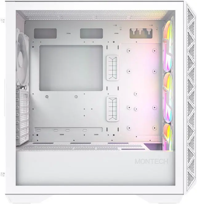 Alt view image 2 of 8 - Montech AIR 903 MAX, E-ATX Mid Tower Case, High Airflow, 3x 140mm ARGB PWM & 1x 140mm PWM Fans Pre-installed, Tempered Glass Side Panel, Mesh Front, TYPE-C, Support 4090 GPUs, White