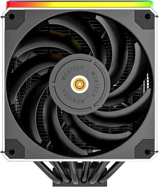 Alt view image 9 of 14 - Montech Metal DT24 Premium, High Performance Dual-Tower CPU Cooler, with 2X Metal 120 PWM Fans, ARGB Aluminum Top Cover, 270W TDP, Intel LGA 1851, 1700, 1200 / AMD AM5, AM4 Compatible -  All Black