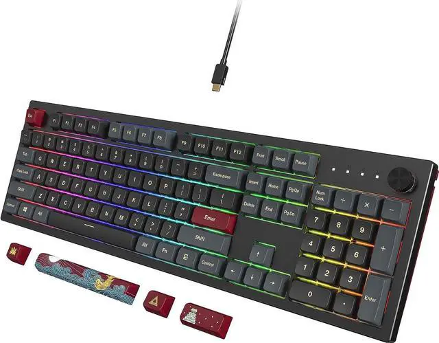 Main image of Montech MKey Mechanical Gaming Keyboard: Customizable RGB LED, Premium MDA Profile PBT Keycap, Engineered Acoustics, Hot-Swappable Gateron G Pro 2.0 Switches, Stunning Osaka Castle Theme, Darkness