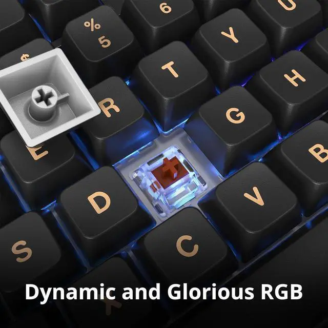 Alt view image 4 of 6 - Montech MKey Mechanical Gaming Keyboard: Customizable RGB LED, Premium MDA Profile PBT Keycap, Engineered Acoustics, Hot-Swappable Gateron G Pro 2.0 Switches, Stunning Osaka Castle Theme, Darkness