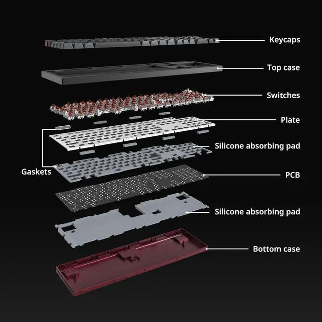 Alt view image 6 of 6 - Montech MKey Mechanical Gaming Keyboard: Customizable RGB LED, Premium MDA Profile PBT Keycap, Engineered Acoustics, Hot-Swappable Gateron G Pro 2.0 Switches, Stunning Osaka Castle Theme, Darkness