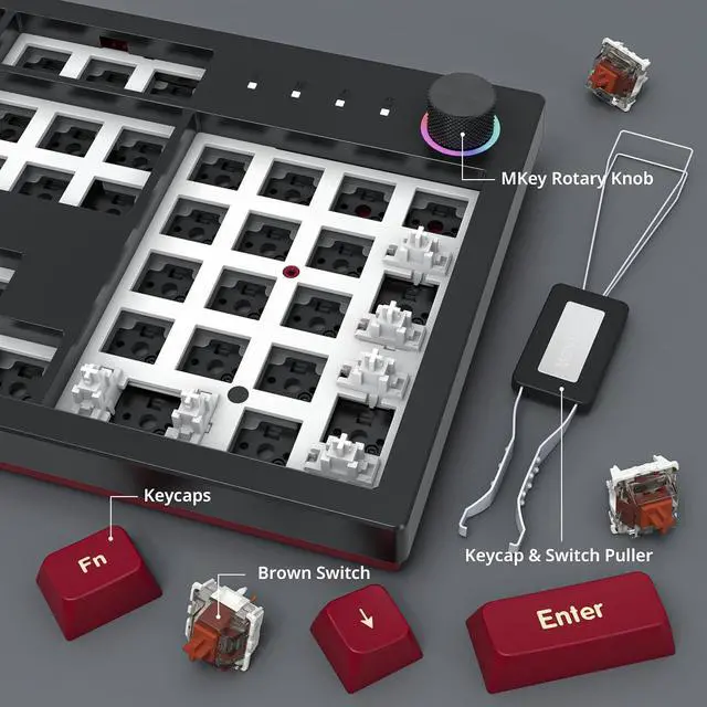 Alt view image 5 of 6 - Montech MKey Mechanical Gaming Keyboard: Customizable RGB LED, Premium MDA Profile PBT Keycap, Engineered Acoustics, Hot-Swappable Gateron G Pro 2.0 Switches, Stunning Osaka Castle Theme, Darkness