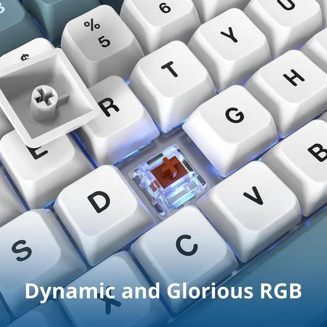 Alt view image 4 of 5 - Montech MKey Mechanical Gaming Keyboard: Customizable RGB LED, Premium MDA Profile PBT Keycap, Engineered Acoustics, Hot-Swappable, Gateron G Pro 2.0 Switches, Stunning Osaka Castle Theme, Freedom