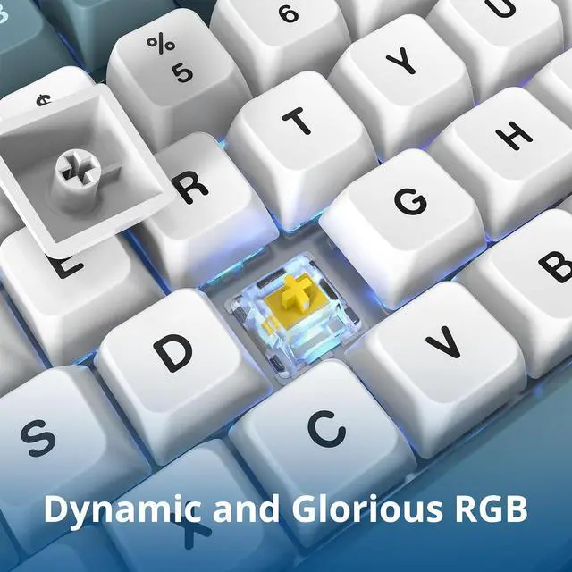 Alt view image 4 of 7 - Montech MKey Mechanical Gaming Keyboard: Customizable RGB LED, Premium MDA Profile PBT Keycap, Engineered Acoustics, Hot-Swappable, Gateron G Pro 2.0 Switches, Stunning Osaka Castle Theme, Freedom