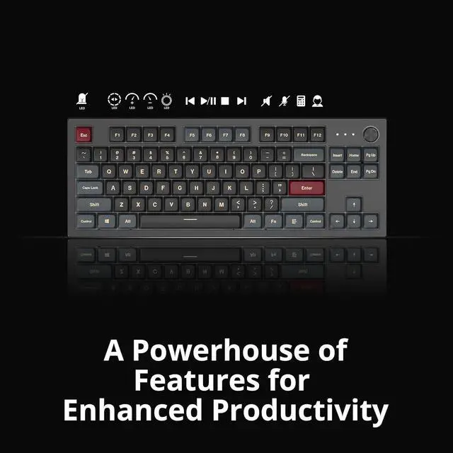 Alt view image 2 of 6 - Montech MKey TKL Mechanical Gaming Keyboard: Customizable RGB LED, Premium MDA Profile PBT Keycap, Engineered Acoustics, Hot-Swappable Gateron G Pro 2.0 Switches, Stunning Osaka Castle Theme, Darkness