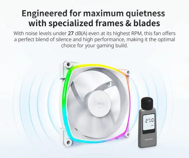 Alt view image 3 of 6 - MONTECH AX 120MM - PWM Fan - Silent Performance - High Speed 1600PWM - High-End Durability with HDB Bearing - Stunning Outer Ring ARGB Lighting Design  3 in 1 Pack with 6X6 Fan Hub - White