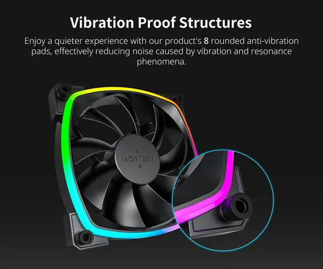 Alt view image 5 of 5 - MONTECH AX 120MM - PWM Fan - Silent Performance - High Speed 1600PWM - High-End Durability with HDB Bearing - Stunning Outer Ring ARGB Lighting Design  3 in 1 Pack with 6X6 Fan Hub - Black