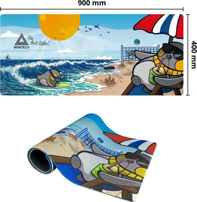 Alt view image 2 of 2 - MONTECH Summer Beach Theme Gaming Mouse Pad - 35.4" x 15.7" Osaka Castle Design, Water-Resistant Surface, Anti-Slip Stability, Universal Mouse Compatibility, Durable Edge Wrapping