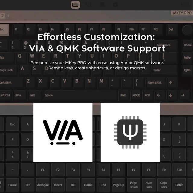 Alt view image 6 of 7 - MONTECH MKey PRO 75% TKL Wireless Mechanical Gaming Keyboard, Tri-Mode Bluetooth 5.2/2.4Ghz/USB-C, Hot-Swappable Gateron G Pro 3.0 Pre-lubed Switches, VIA & QMK Support - Darkness Brown