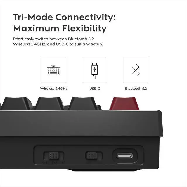 Alt view image 2 of 7 - MONTECH MKey PRO 75% TKL Wireless Mechanical Gaming Keyboard, Tri-Mode Bluetooth 5.2/2.4Ghz/USB-C, Hot-Swappable Gateron G Pro 3.0 Pre-lubed Switches, VIA & QMK Support - Darkness Brown