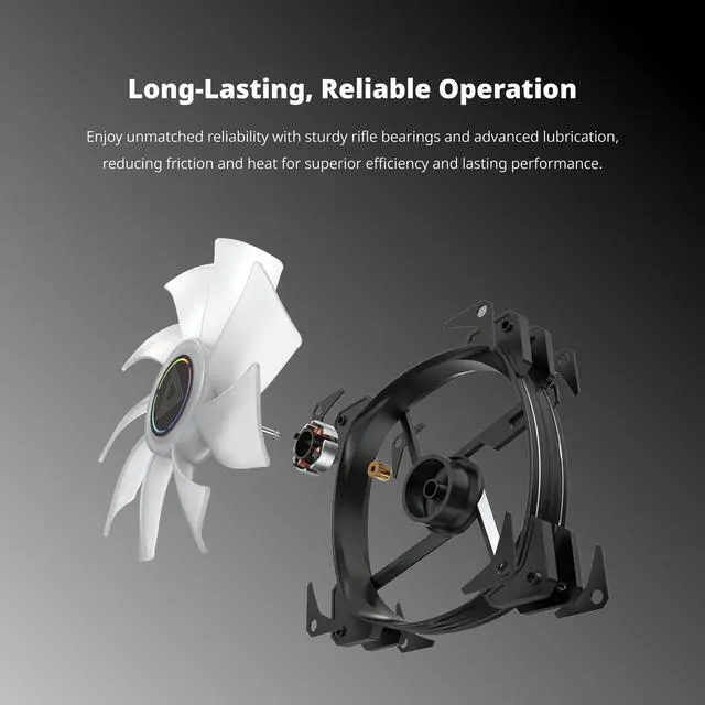 Alt view image 4 of 6 - MONTECH HP140 ARGB PWM Rifle Bearing Fan 600-1600RPM, High Airflow Performing Fan 95.61CFM, 4-Pin, 3 in 1 Pack with 6X6 Fan Hub - 140mm Black