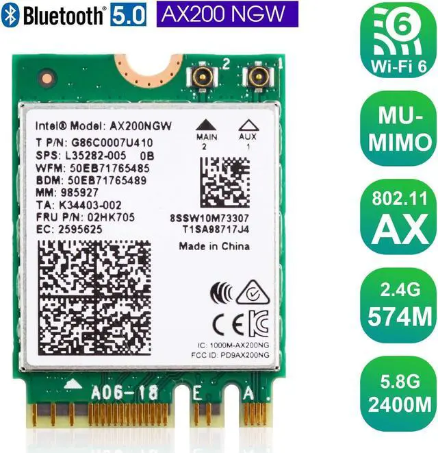 Alt view image 5 of 5 - 2974Mbps WiFi 6  AX200 PCIE Network Card 2.4G/5Ghz 802.11ac/ax Dual Band Bluetooth 5.1 AX200NGW PCI-E Wifi Adapter