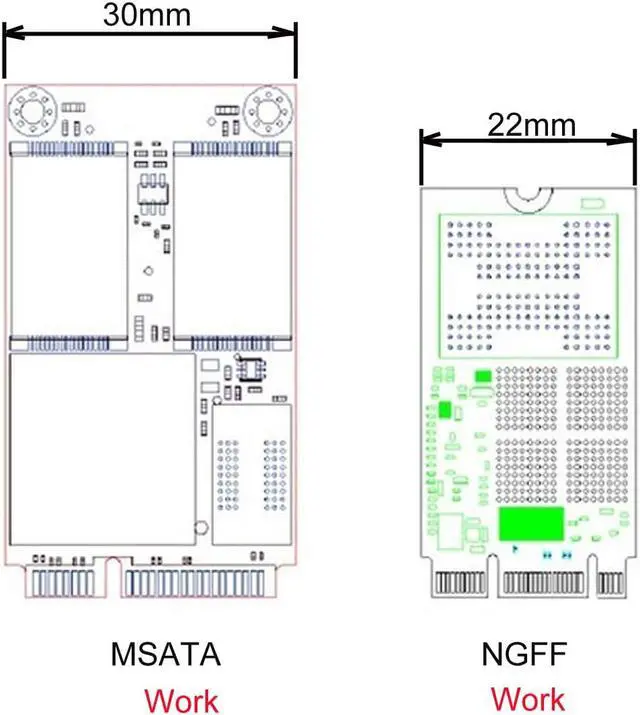 Alt view image 5 of 6 - Plugadget USB 3.0 to SATA 22pin 2.5 Hard Disk to 2 in 1 Combo Mini PCI- E 2 Lane M.2 NGFF & mSATA SSD Adapter Converter