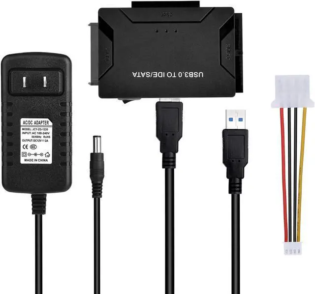 Alt view image 4 of 7 - Plugadget USB 3.0 to IDE/SATA Converter Adapter with Power Switch for 2.5"/3.5" SATA/IDE/SSD Hard Drive Disks, Support 2TB, Include 12V 2APower Adapter & USB 3.0 Cable