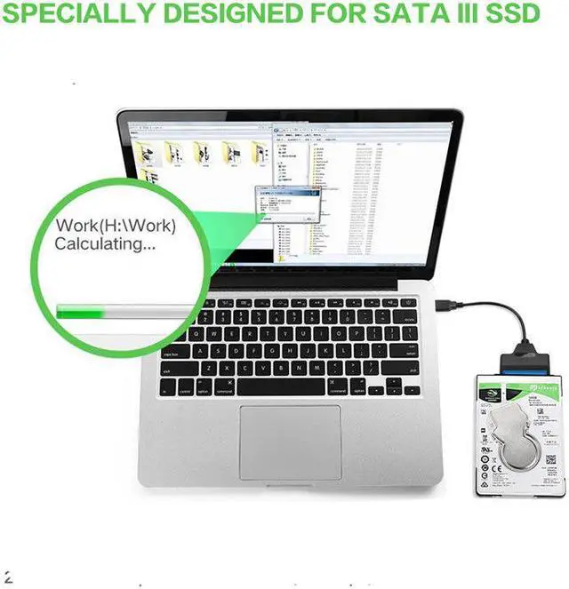 Alt view image 3 of 6 - Plugadget USB Type C to SATA Adapter Cable for 2.5" SATA SSD HDD, Support SATA III / II / I and UASP, External Hard Drive Adapter SATA to USB, USB 3.1 to SATA Adapter, USB SATA Cable, USB SATA Adapter