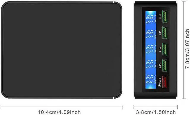 Alt view image 6 of 7 - Plugadget 5 Port USB QC 3.0 Quick Charger 5V 10A AC 100-240V LCD Voltage Current Display for iPhone iPad Samsung