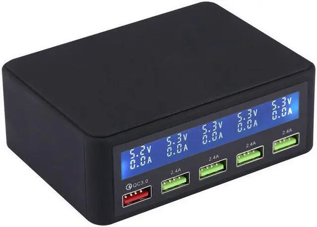Main image of Plugadget 5 Port USB QC 3.0 Quick Charger 5V 10A AC 100-240V LCD Voltage Current Display for iPhone iPad Samsung