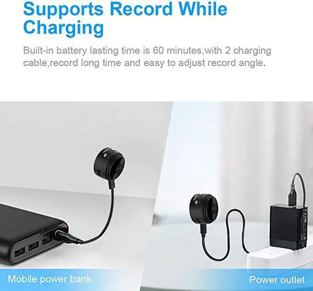 Alt view image 3 of 7 - Plugadget Home Security Camera, Wifi Mini Hidden Camera with Motion Detection Night Vision, HD 1080P,  Built-in Battery, 32 G Micro SD Card Included