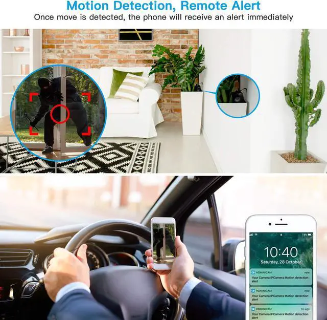 Alt view image 4 of 7 - Plugadget Home Security Camera, Wifi Mini Hidden Camera with Motion Detection Night Vision, HD 1080P,  Built-in Battery, 32 G Micro SD Card Included