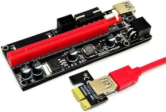 Alt view image 3 of 4 - 009s 16x PCI Express Riser Card PCI-E Extender USB3.0 SATA to 6Pin Mining Miner